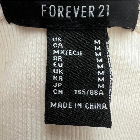 Forever 21 Cream Cropped Zip-Up Ribbed Hoodie - Picture 3 of 6